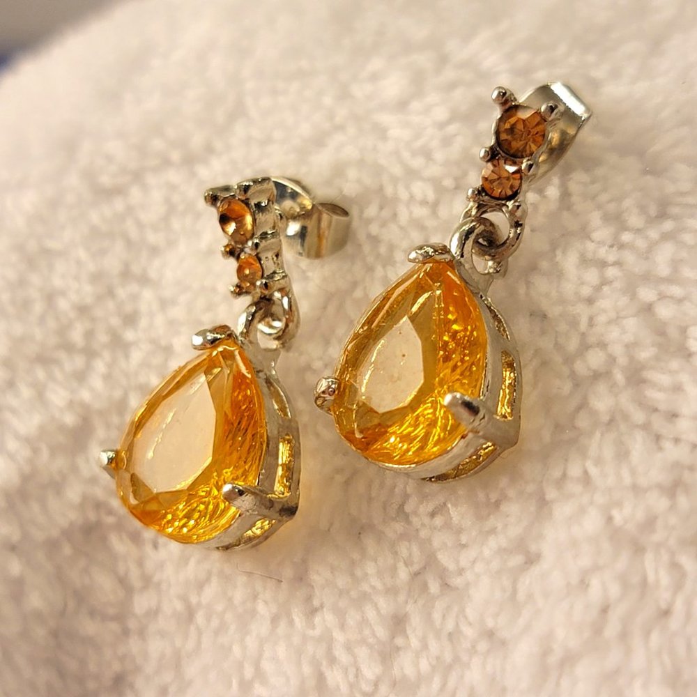 Natural citrine ⁛ 925 sterling silver ⁛ Fine jewelry ⁛ drop earring